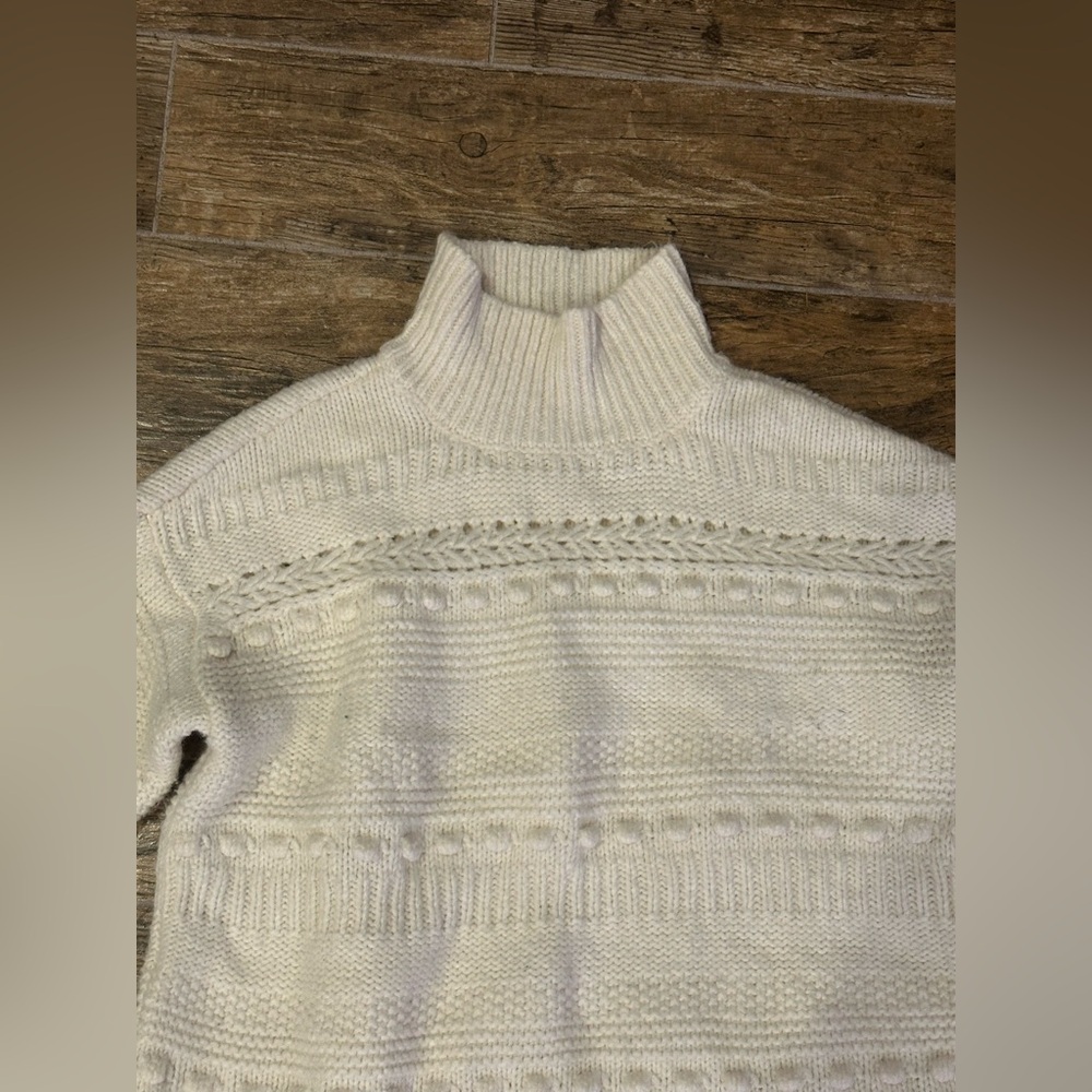 Lou & Grey Cream Textured Mock Turtleneck Sweater - image 3